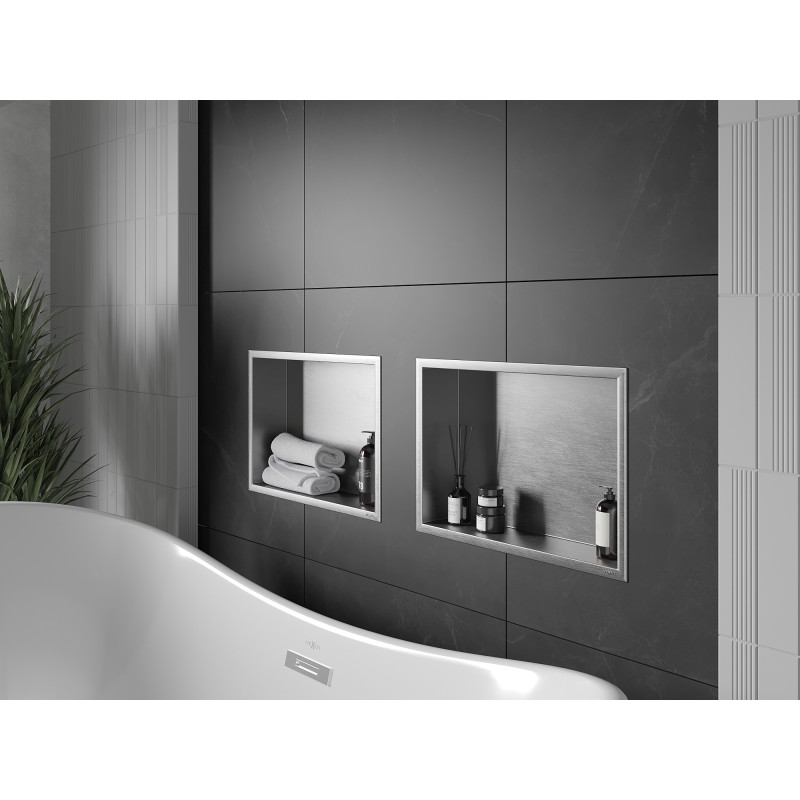 Mexen X-Wall-R nástěnná police s lemem 45 x 30 cm, inox - 1910453010