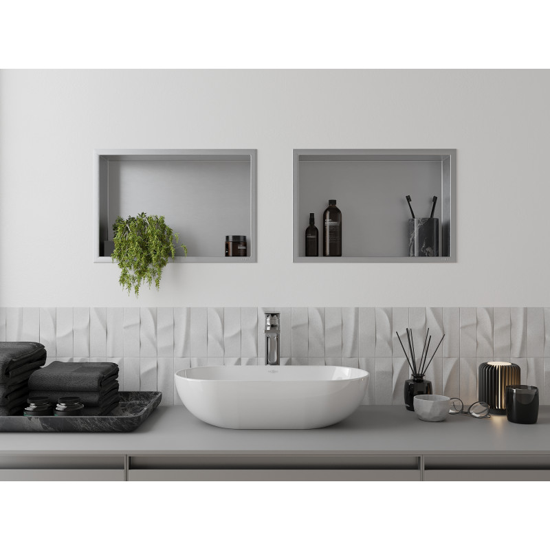 Mexen X-Wall-R výklenková polička s límcem 45 x 30 cm, inox - 1910453010