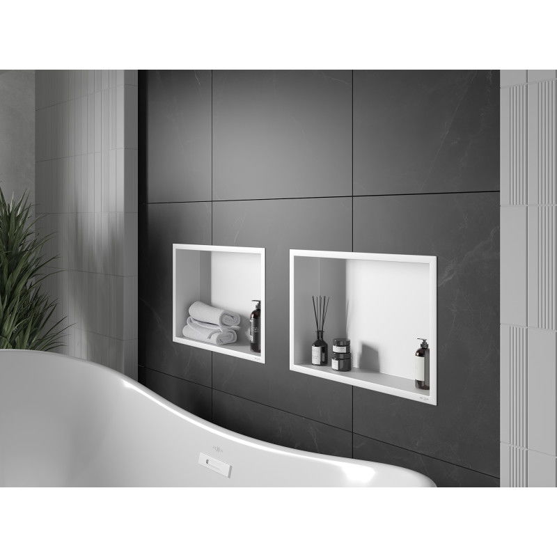 Mexen X-Wall-R vestavná polička s límcem 45 x 30 cm, bílá - 1920453010