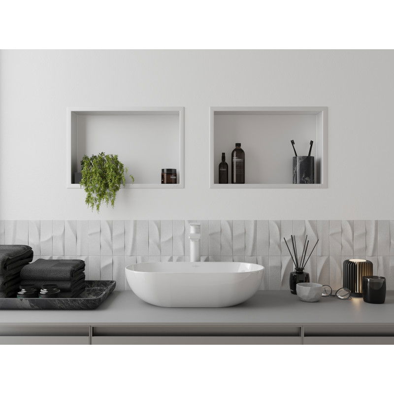 Mexen X-Wall-R vestavná polička s límcem 45 x 30 cm, bílá - 1920453010