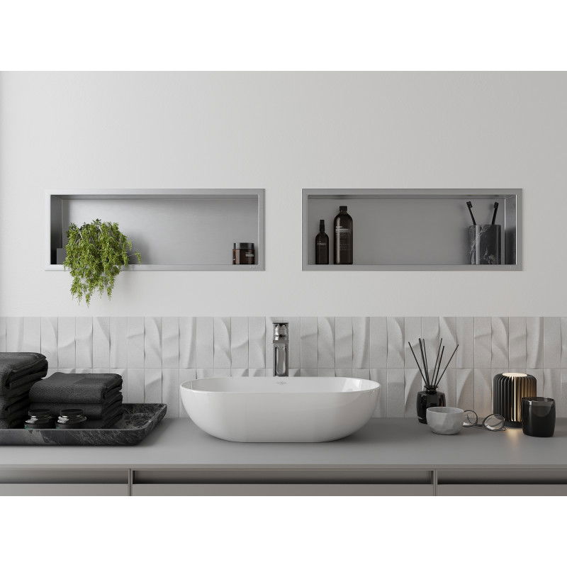 Mexen X-Wall-R vestavná police s límcem 60 x 20 cm, nerez - 1910602010