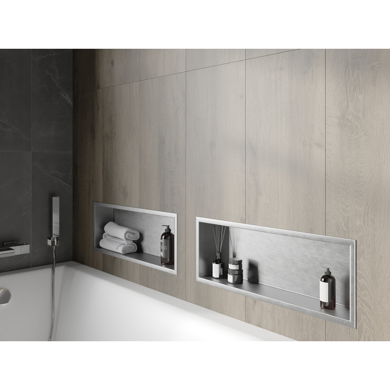 Mexen X-Wall-R výklenková police s límcem 60 x 20 cm, inox - 1910602010
