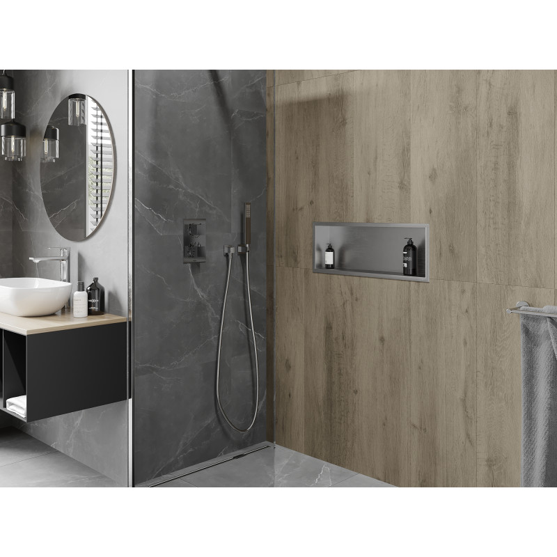 Mexen X-Wall-R výklenková police s límcem 60 x 20 cm, inox - 1910602010