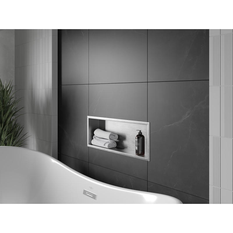 Mexen X-Wall-R výklenková police s límcem 60 x 20 cm, inox - 1910602010