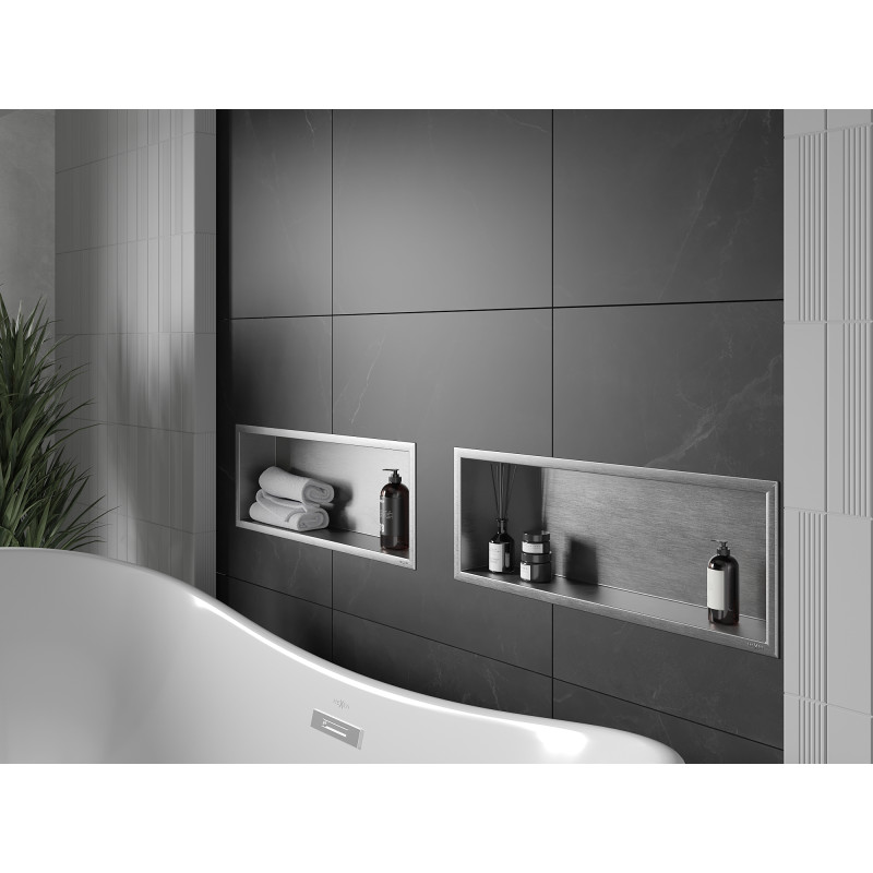 Mexen X-Wall-R výklenková police s límcem 60 x 20 cm, inox - 1910602010