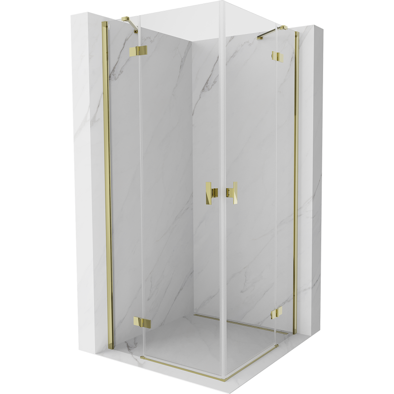 Mexen Mist-H Duo sprchová kabina s otvíracími dveřmi 70 x 70 cm, transparentní, zlatá - 8A5-070L-070P-50-00