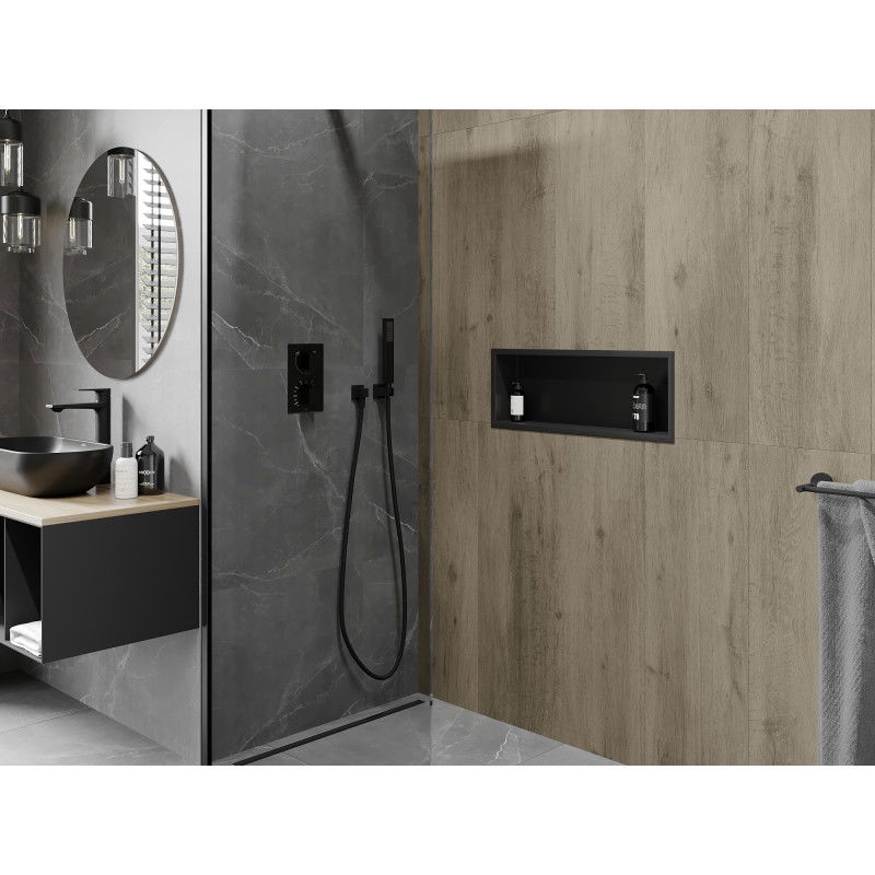 Mexen X-Wall-R nástěnná police s límcem 60 x 20 cm, černá - 1970602010