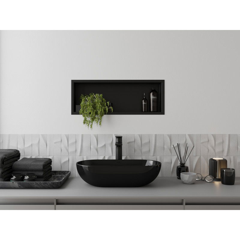 Mexen X-Wall-R nástěnná police s límcem 60 x 20 cm, černá - 1970602010