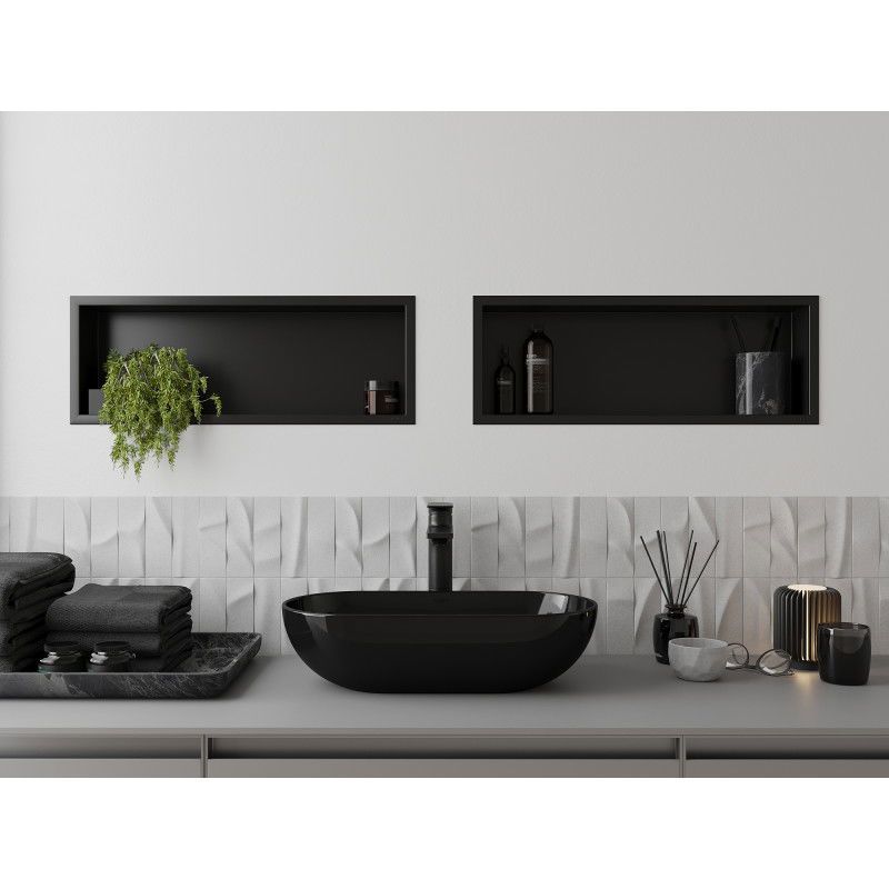 Mexen X-Wall-R nástěnná police s límcem 60 x 20 cm, černá - 1970602010