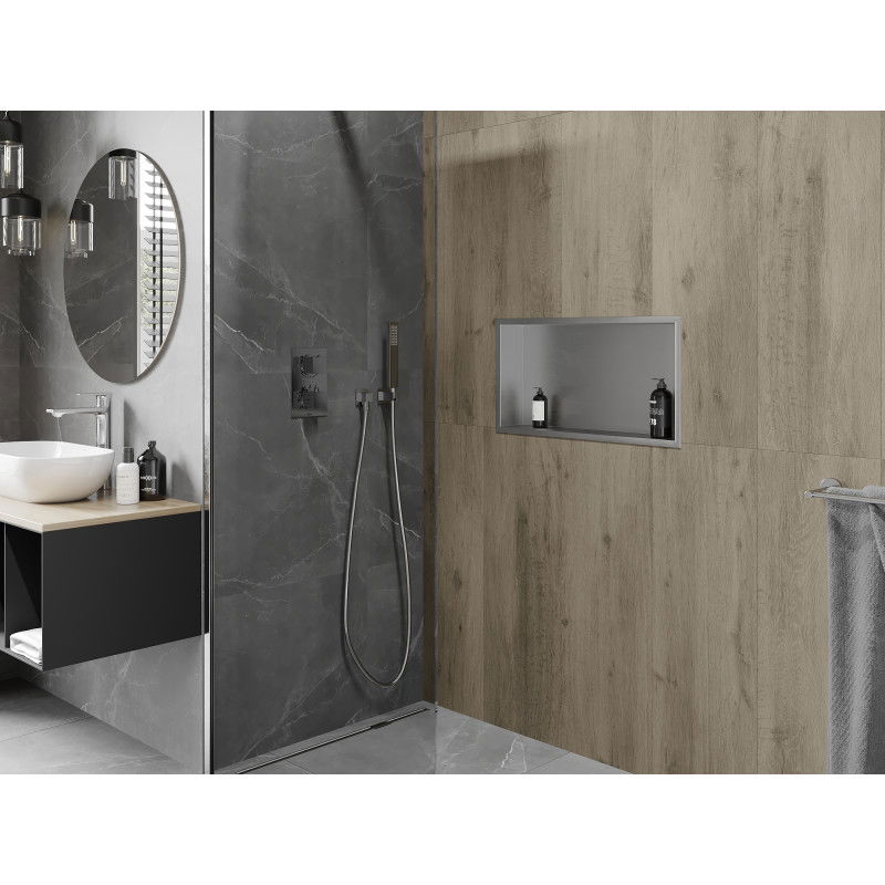 Mexen X-Wall-R nástěnná polička s límcem 60 x 30 cm, inox - 1910603010
