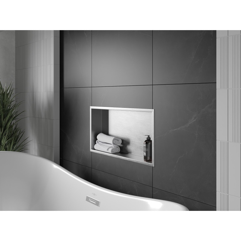 Mexen X-Wall-R výklenková police s límcem 60 x 30 cm, inox - 1910603010