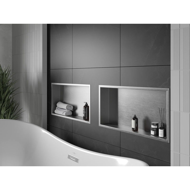 Mexen X-Wall-R nástěnná polička s límcem 60 x 30 cm, inox - 1910603010