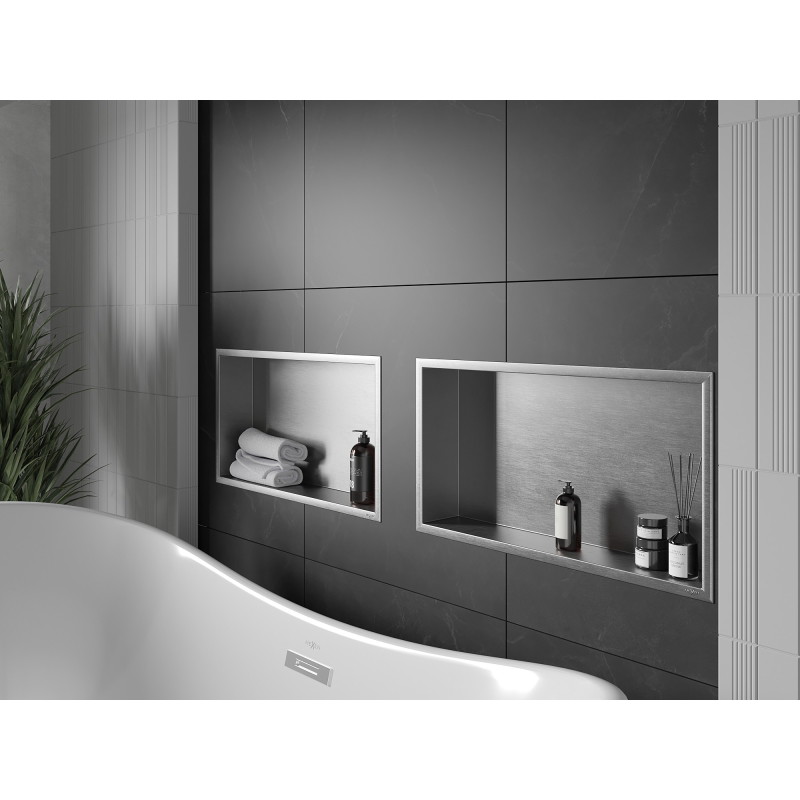 Mexen X-Wall-R výklenková police s límcem 60 x 30 cm, inox - 1910603010