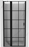 Mexen Mist sprchové dveře otevírací levé 115 cm, černá mřížka, černé - 8A4-115-000-70-77-L