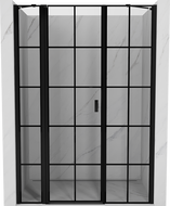 Mexen Mist sprchové dveře výklopné levé 130 cm, černá mřížka, černé - 8A4-130-001-70-77-L