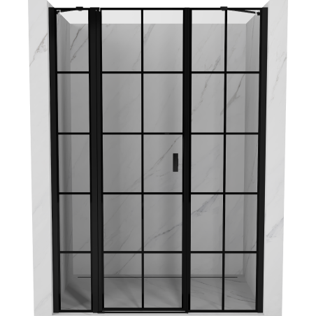 Mexen Mist sprchové dveře výkyvné levé 140 cm, černá mřížka, černé - 8A4-140-001-70-77-L