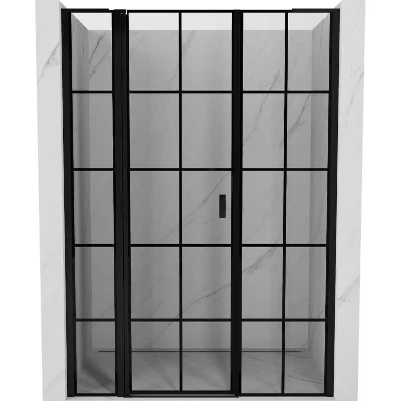 Mexen Mist L levé sprchové dveře, otevírací, 150 cm, černá mřížka, černé - 8A4L-150-001-70-77-L