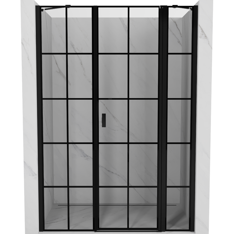 Mexen Mist sprchové dveře otevírací pravé 130 cm, černá mřížka, černé - 8A4-130-001-70-77-P