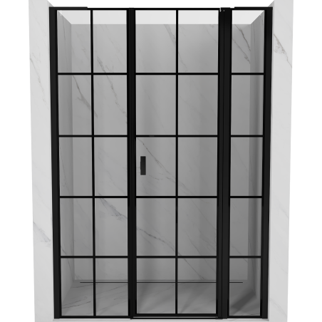 Mexen Mist L sprchové dveře otočné pravé 145 cm, černá mřížka, černé - 8A4L-145-001-70-77-P