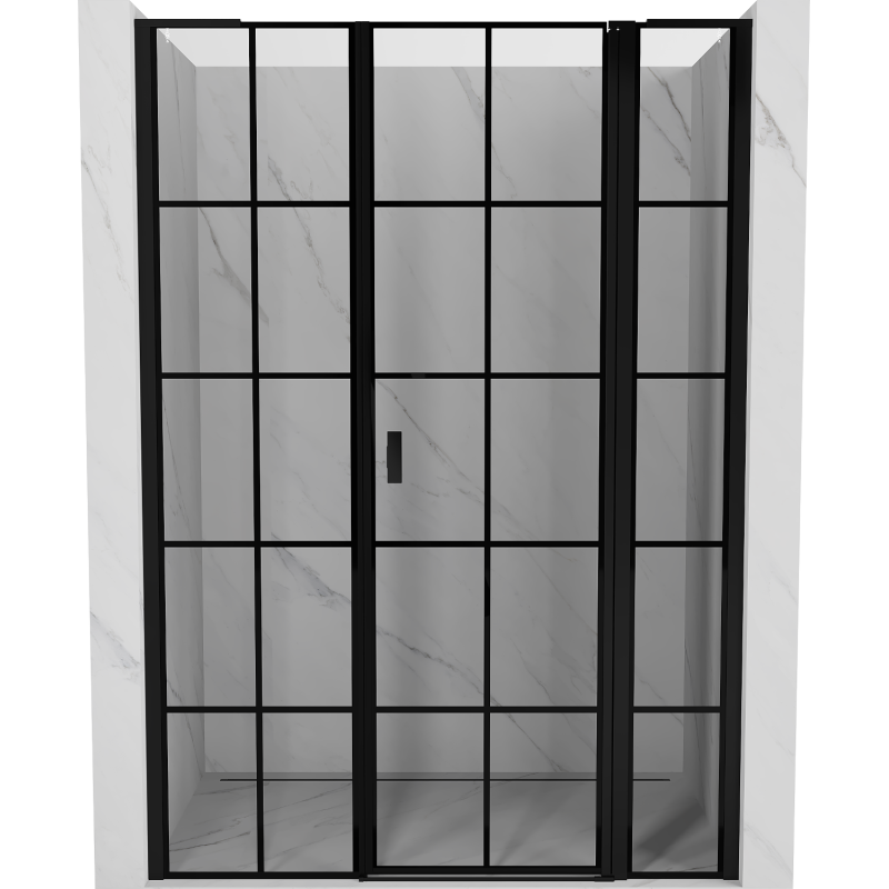 Mexen Mist L sprchové dveře otočné pravé 160 cm, černá mřížka, černé - 8A4L-160-001-70-77-P