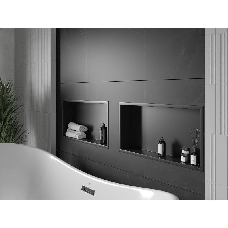 Mexen X-Wall-R vestavěná polička s límcem 60 x 30 cm, černá - 1970603010