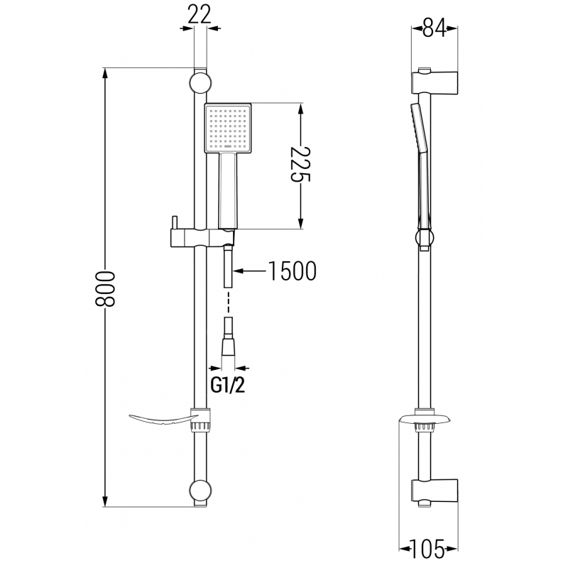 Mexen DF45 sprchová sada posuvná, chrom - 785454582-00