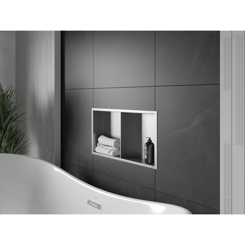 Mexen X-Wall-R nástěnná police s lemem a policí 60 x 30 cm, inox - 1910603010S