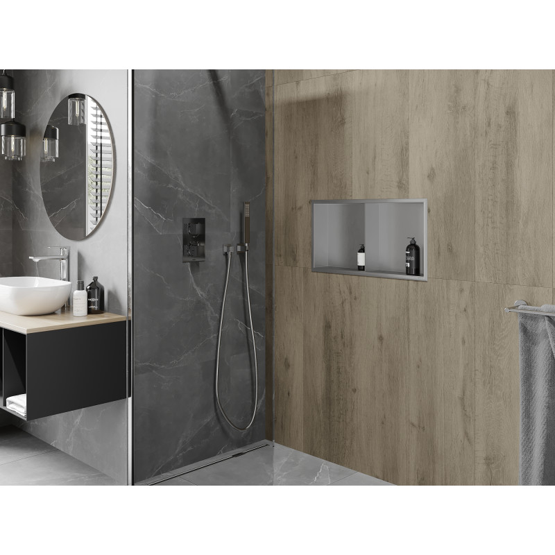 Mexen X-Wall-R nástěnná police s lemem a policí 60 x 30 cm, inox - 1910603010S