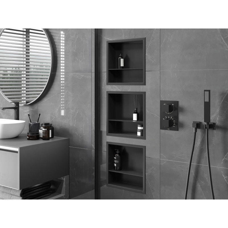 Mexen X-Wall-R nástěnná police s límcem a poličkou 30 x 30 cm, černá - 1970303010S