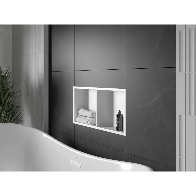 Mexen X-Wall-R zapuštěná polička s límcem a policí 60 x 30 cm, bílá - 1920603010S