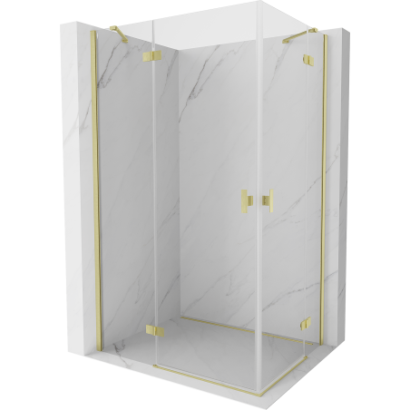 Mexen Mist-H Duo sprchový kout s výklopnými dveřmi vlevo 100 x 90 cm, čirý, kartáčované zlato - 8A5-100L-090P-55-00