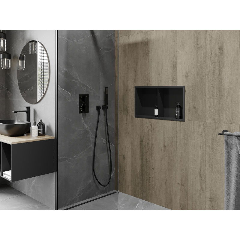 Mexen X-Wall-R výklenková polička s límcem a policí 60 x 30 cm, černá - 1970603010S