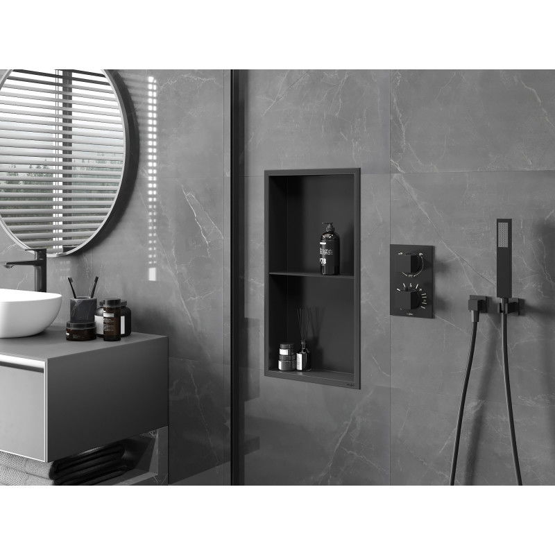 Mexen X-Wall-R výklenková polička s límcem a policí 60 x 30 cm, černá - 1970603010S