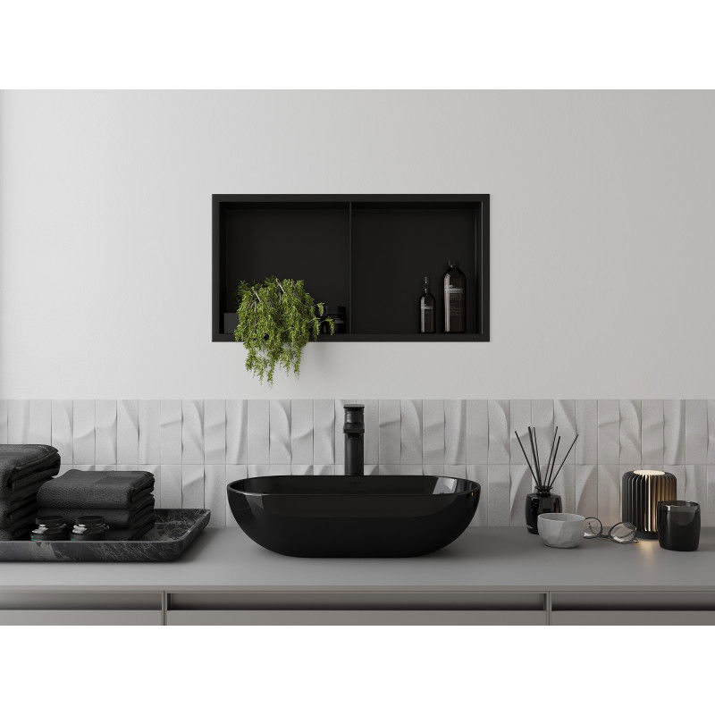 Mexen X-Wall-R výklenková polička s límcem a policí 60 x 30 cm, černá - 1970603010S