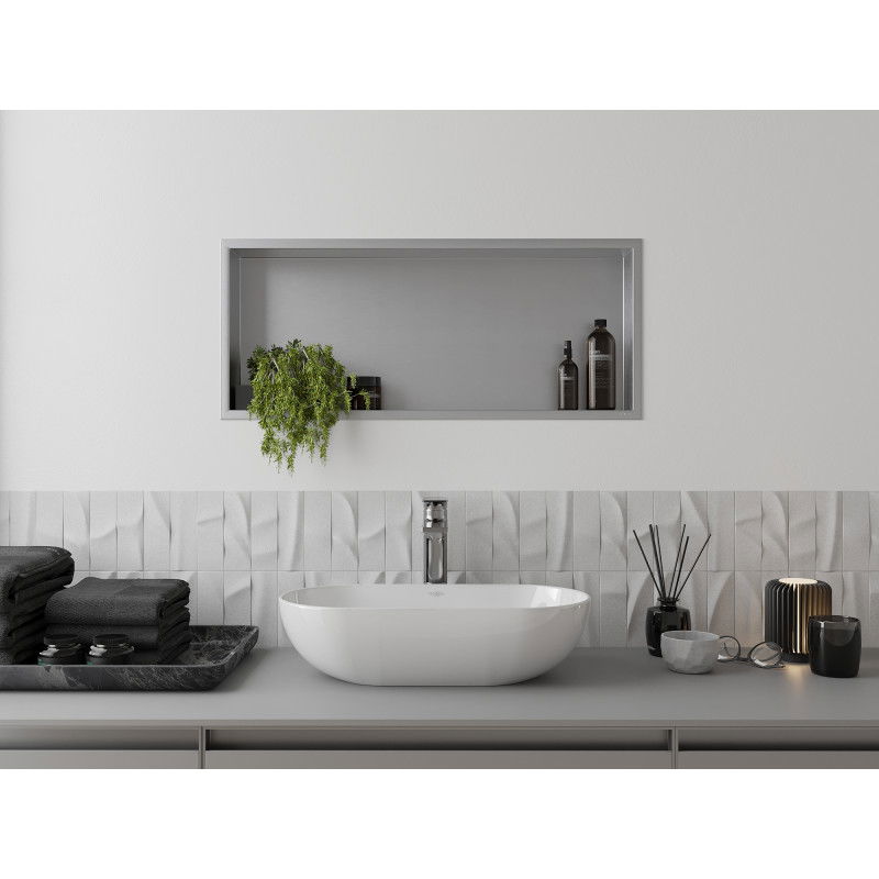 Mexen X-Wall-R výklenková police s límcem 75 x 30 cm, inox - 1910753010