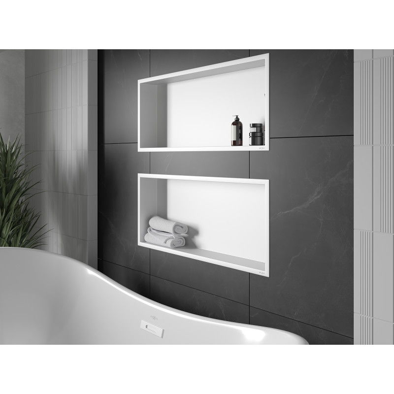 Mexen X-Wall-R nástěnná polička s límcem 75 x 30 cm, bílá - 1920753010