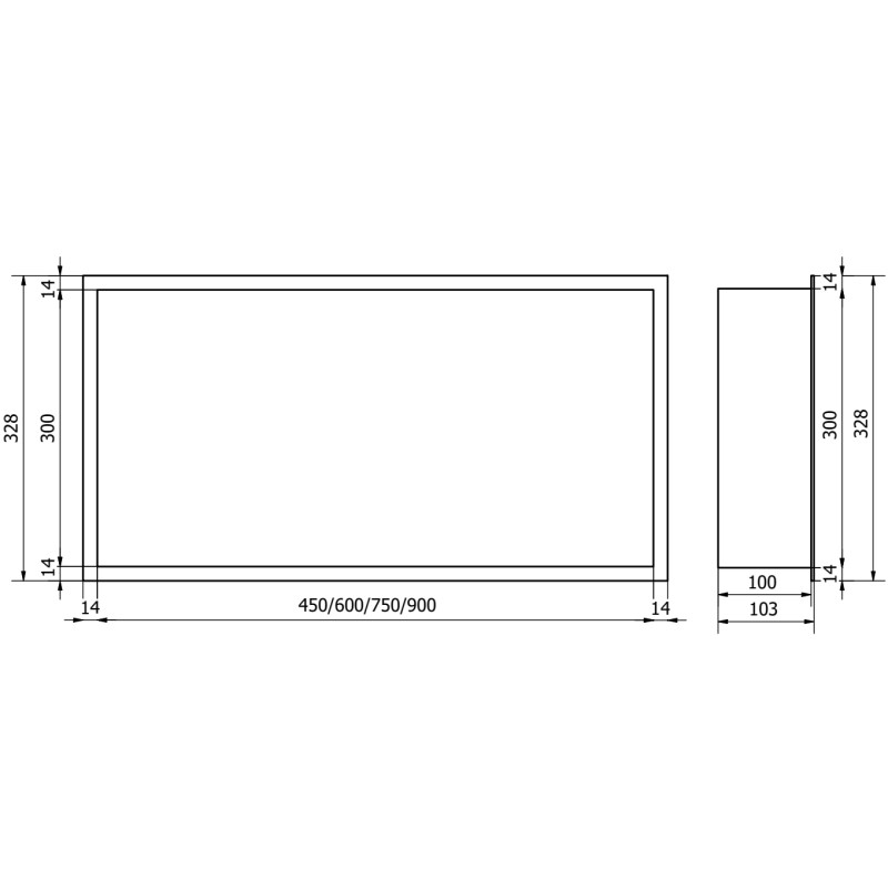 Mexen X-Wall-R nástěnná police s límcem 75 x 30 cm, bílá - 1920753010