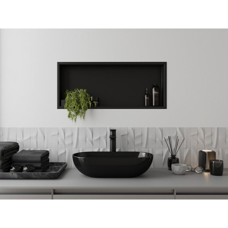 Mexen X-Wall-R nástěnná police s límcem 75 x 30 cm, černá - 1970753010