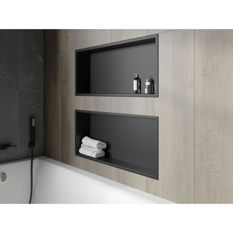 Mexen X-Wall-R nástěnná police s límcem 75 x 30 cm, černá - 1970753010