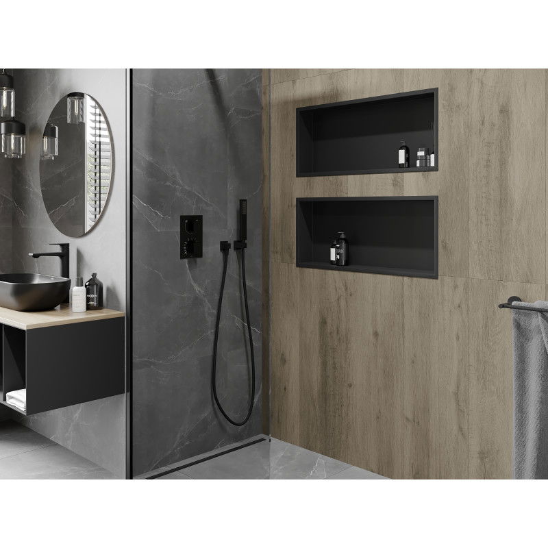 Mexen X-Wall-R nástěnná police s límcem 75 x 30 cm, černá - 1970753010