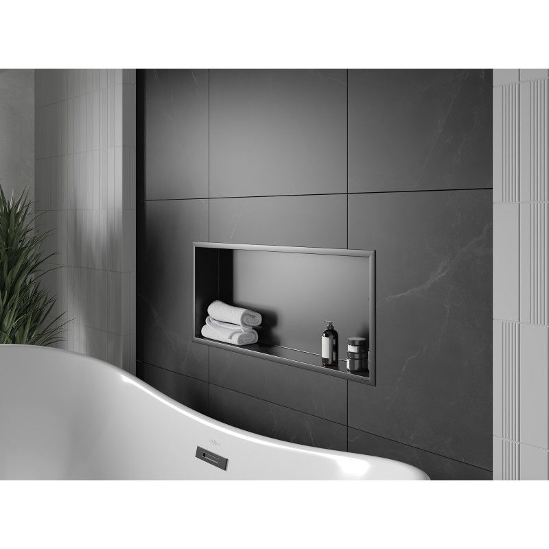 Mexen X-Wall-R nástěnná police s límcem 75 x 30 cm, černá - 1970753010