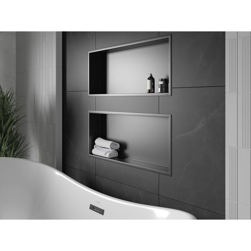 Mexen X-Wall-R nástěnná police s límcem 75 x 30 cm, černá - 1970753010