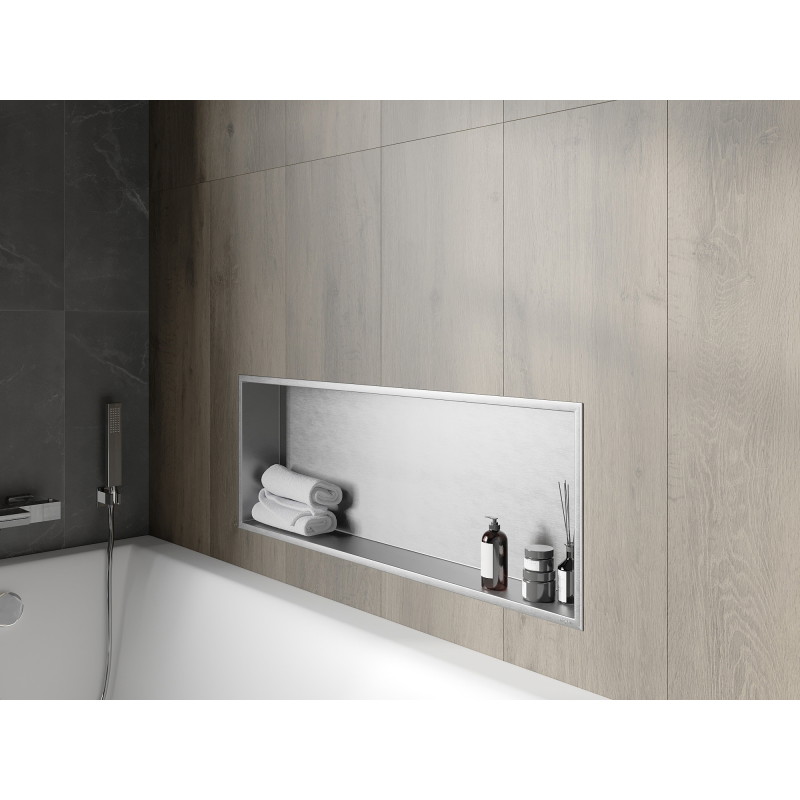 Mexen X-Wall-R vestavěná police s límcem 90 x 30 cm, inox - 1910903010