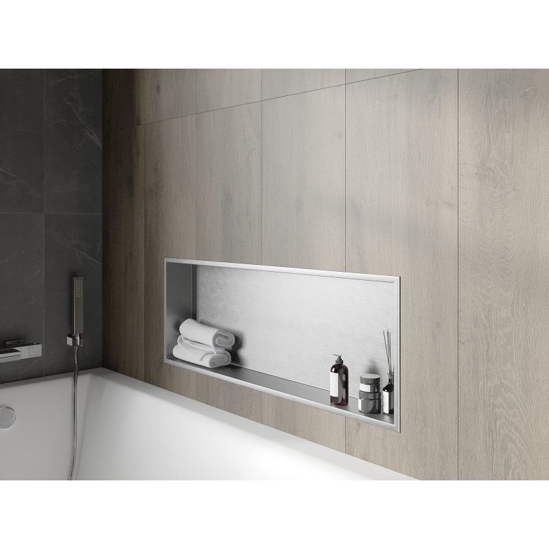 Mexen X-Wall-R výklenková polička s límcem 90 x 30 cm, inox - 1910903010