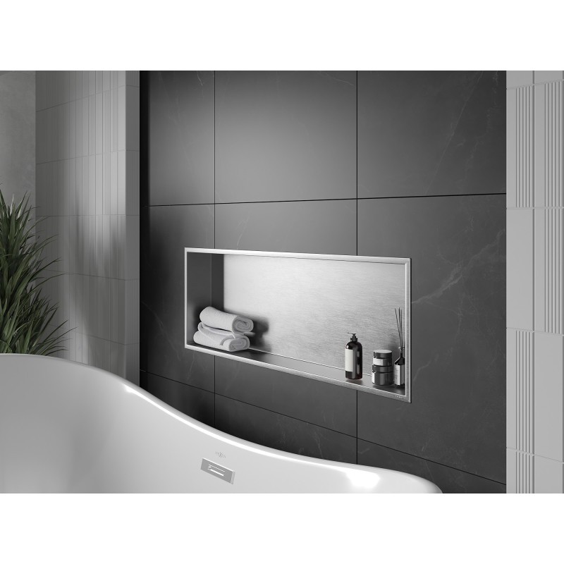 Mexen X-Wall-R vestavěná police s límcem 90 x 30 cm, inox - 1910903010