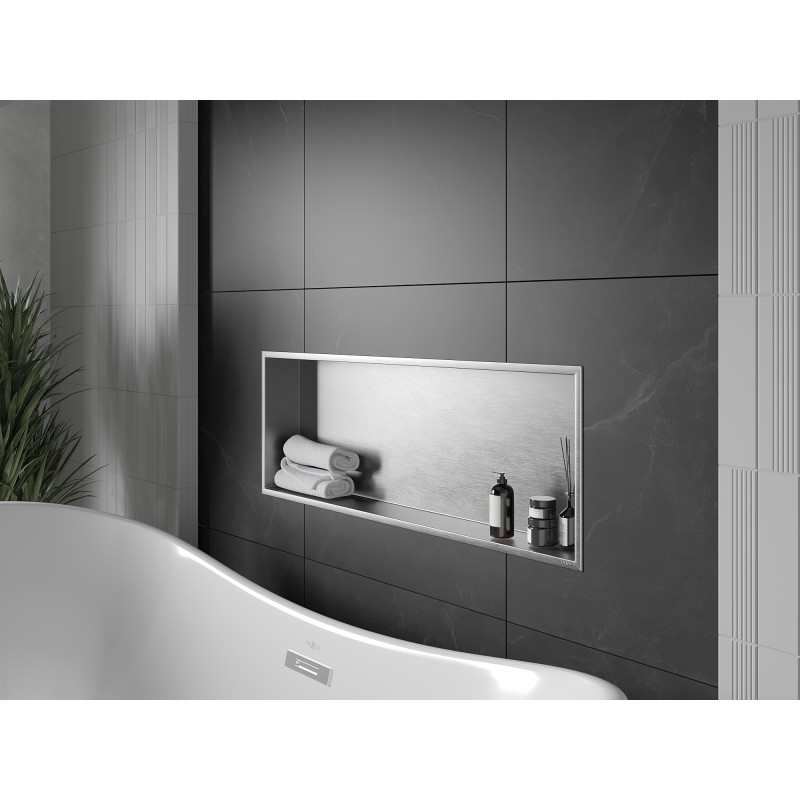 Mexen X-Wall-R výklenková polička s límcem 90 x 30 cm, inox - 1910903010