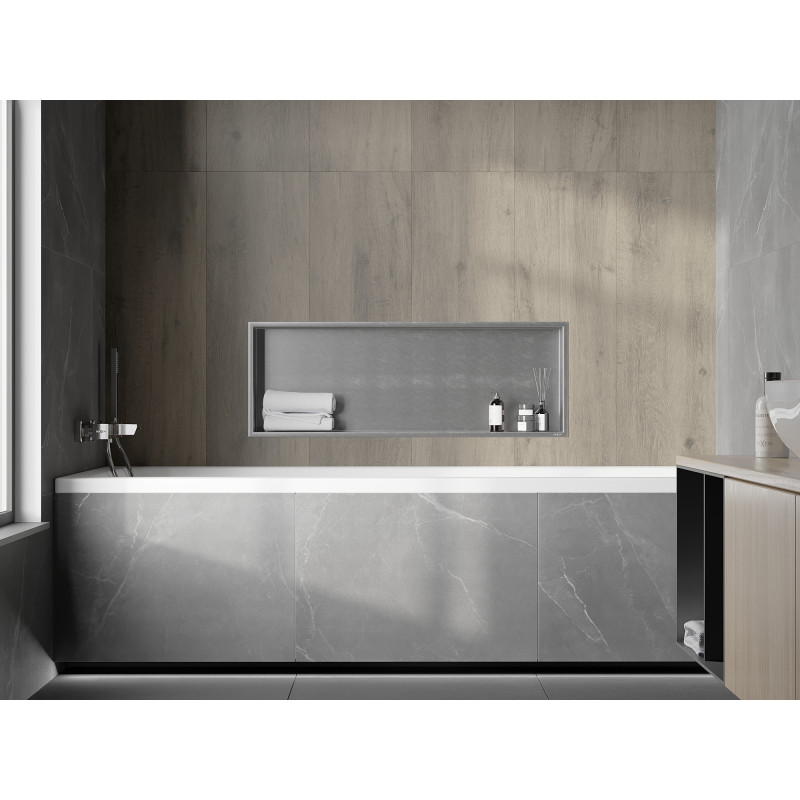 Mexen X-Wall-R výklenková polička s límcem 90 x 30 cm, inox - 1910903010