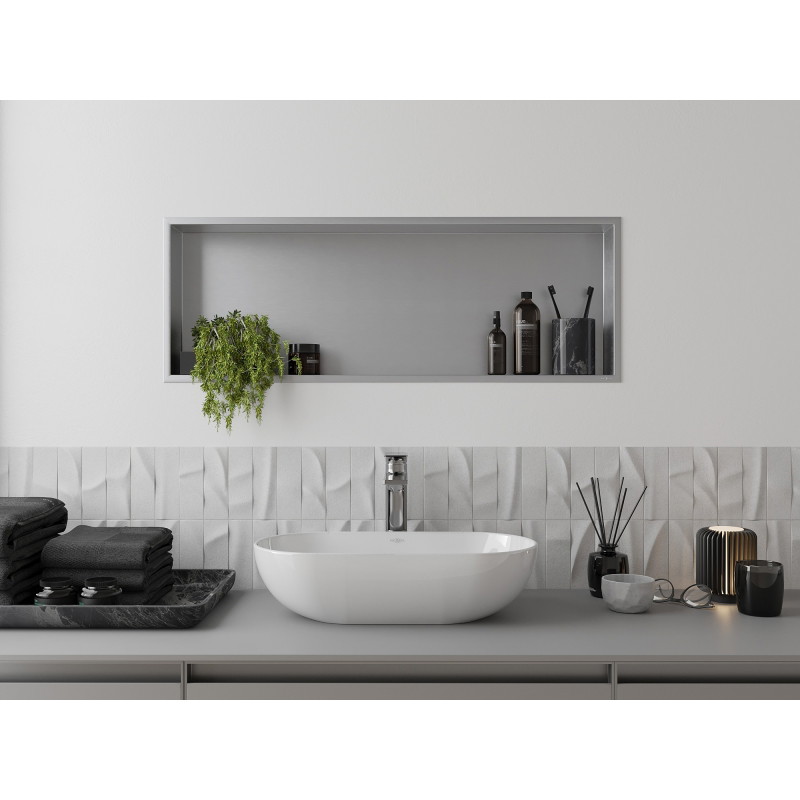 Mexen X-Wall-R vestavěná police s límcem 90 x 30 cm, inox - 1910903010
