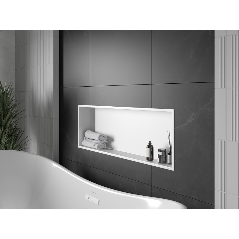 Mexen X-Wall-R vestavěná police s límcem 90 x 30 cm, bílá - 1920903010