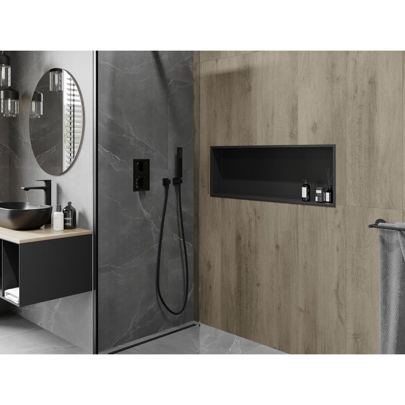 Mexen X-Wall-R nástěnná polička s límcem 90 x 30 cm, černá - 1970903010